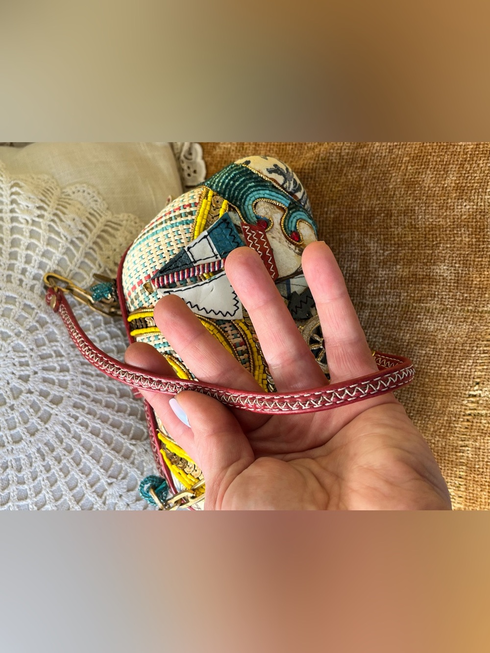Mary Frances Vintage Nautical ⛵️ Embroidered Purse Handbag GUC Vintage - Picture 6 of 9